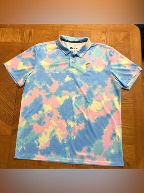 Duvin Pastel Tie Dye Performance Golf Polo Shirt Men’s Size XL